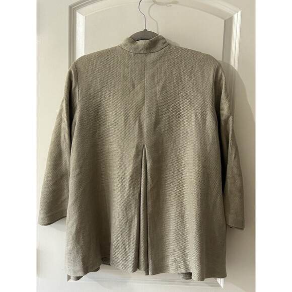 EILEEN FISHER Womens S Beige Linen Blend Open Blazer Jacket 3/4 Sleeve Pocket - Picture 10 of 11